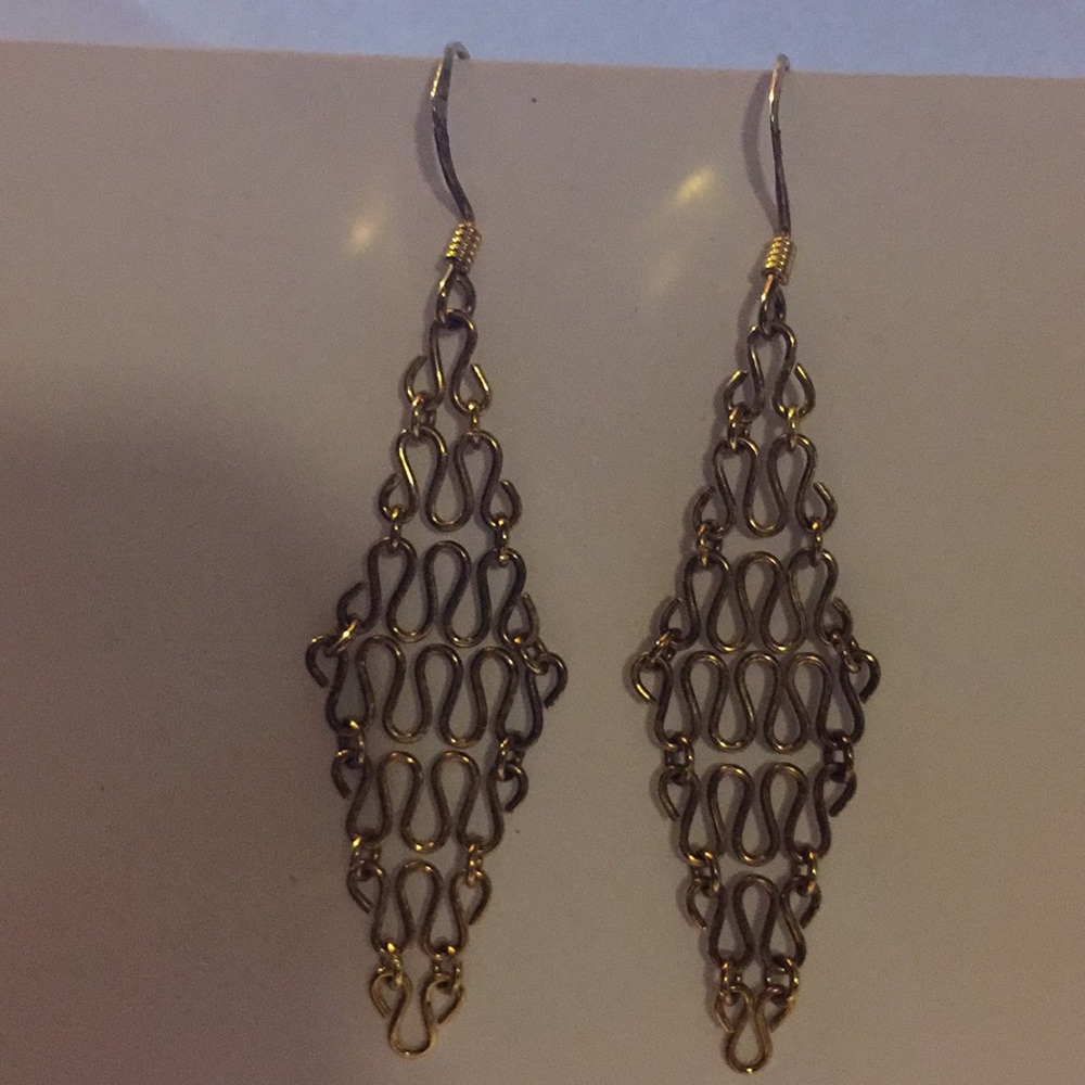 Gold plated dangling French hook earrings